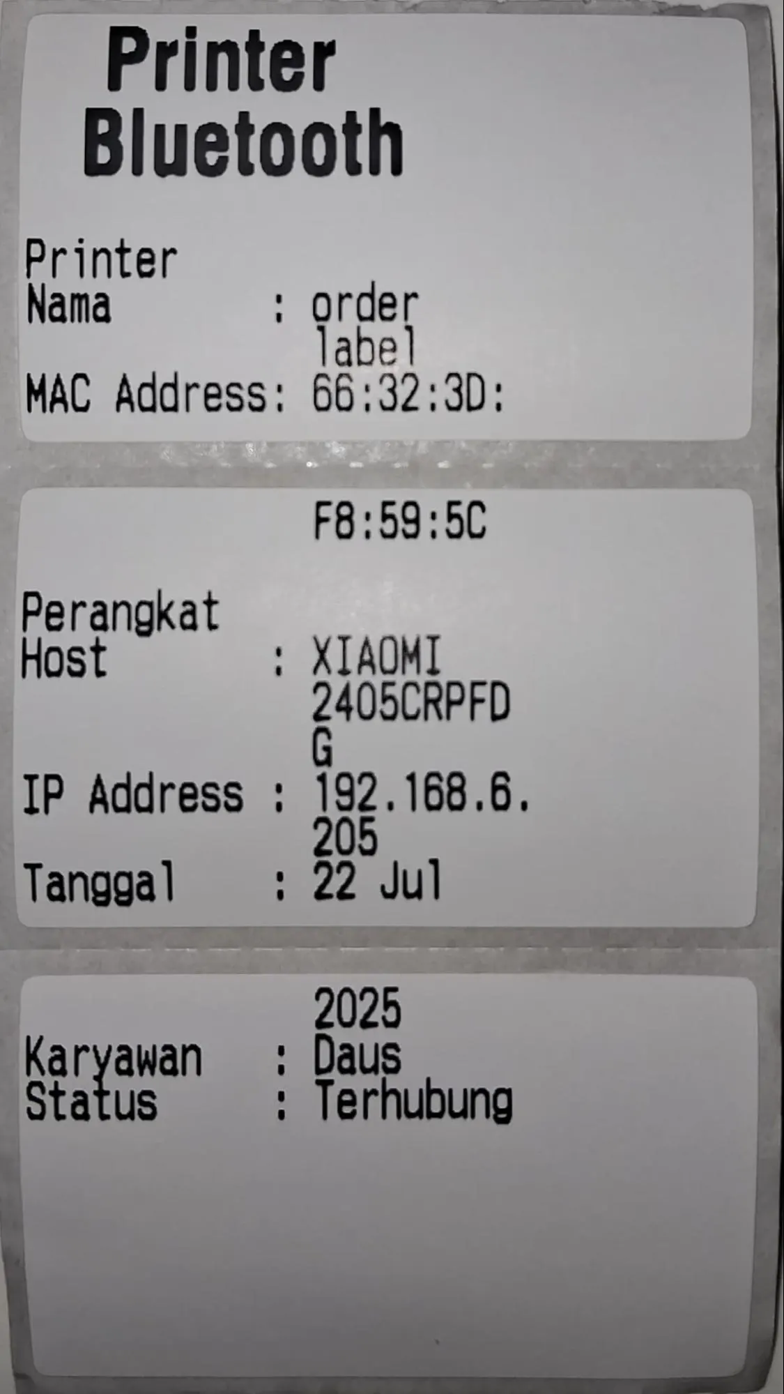 mengatur printer label